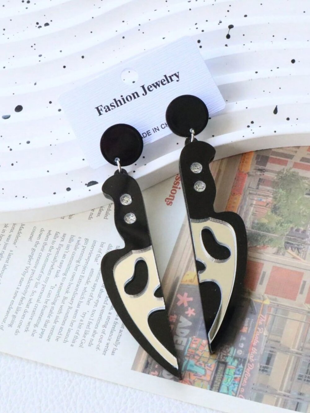 Halloween Acrylic Printed Cartoon Ghost Earrings